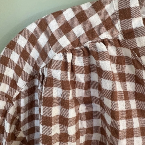 Gap Woman's Brown/White Check Flannel Size M Long Sleeve Double Button - Picture 7 of 10